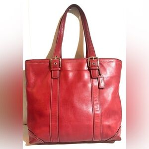 Coach vintage shoulder Cherry Red Leather Handbag